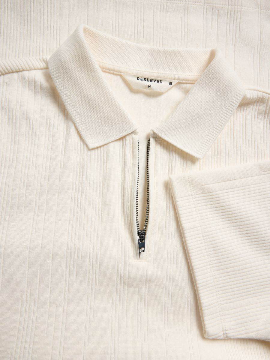 Regular fit poloshirt met structuur - CRÈME - RESERVED - 2