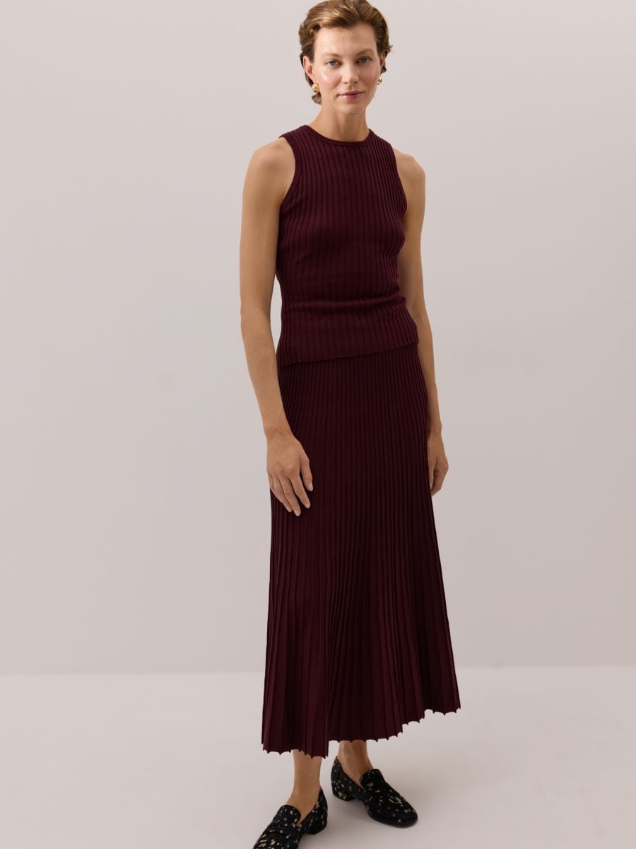 Top aus Rippstrickjersey - mahagoni - RESERVED