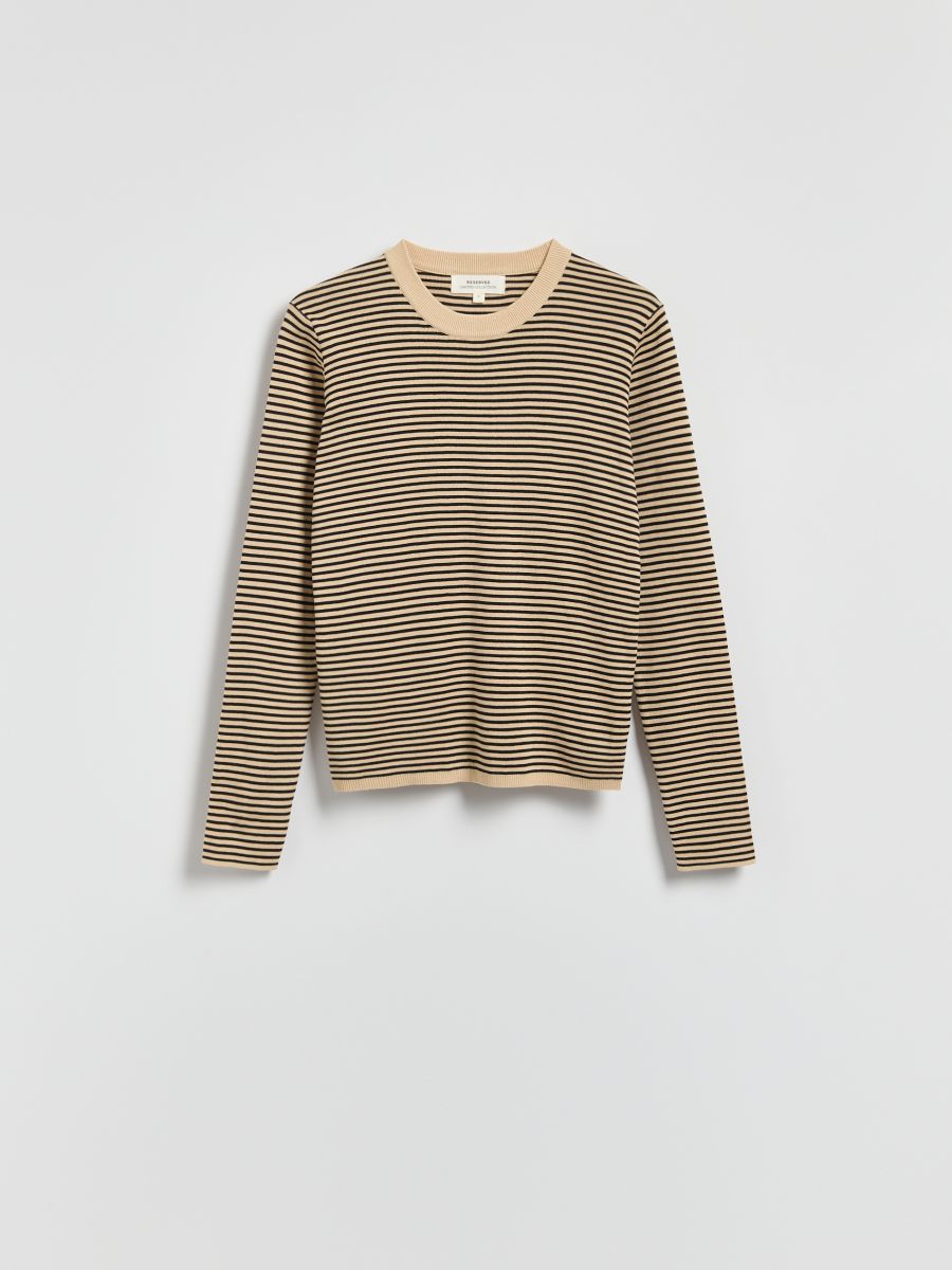 Stripe cotton blouse - beige - RESERVED