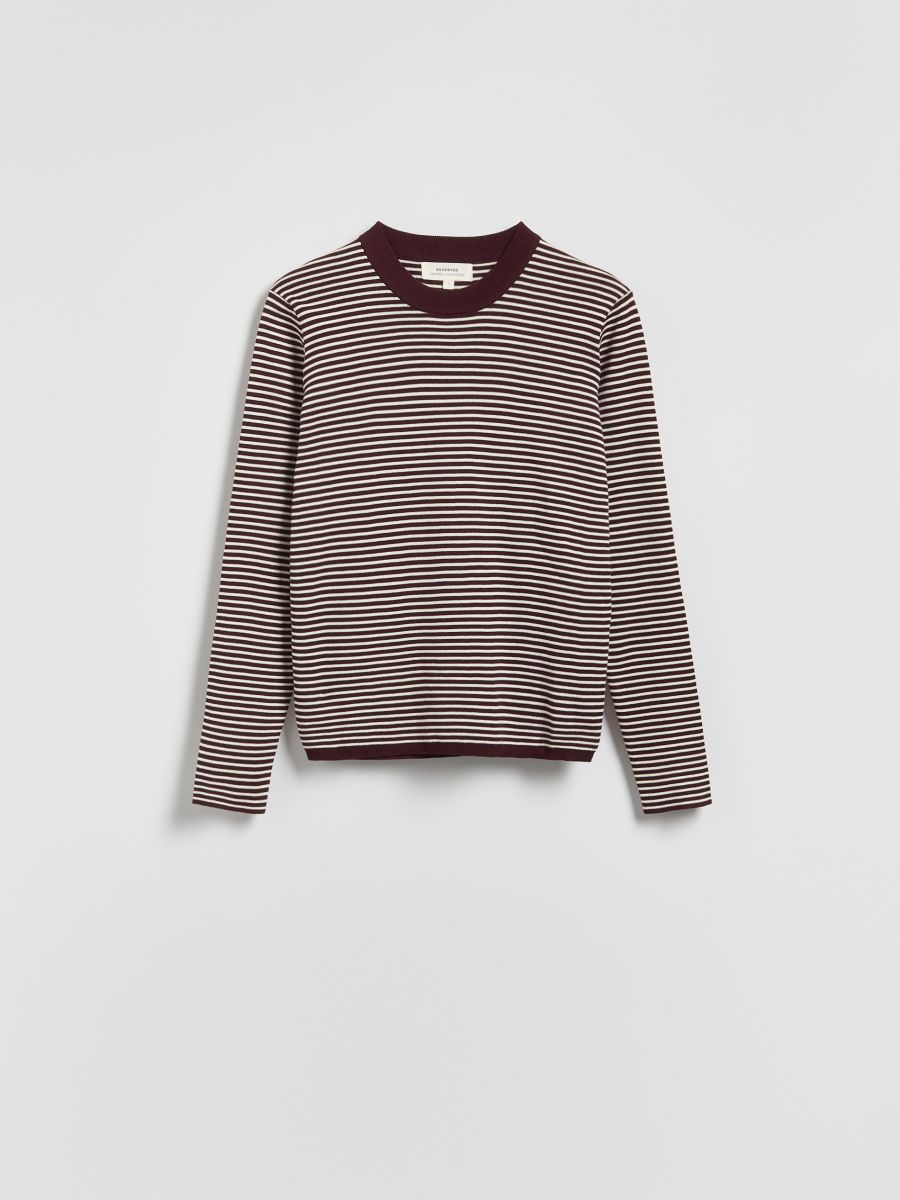 Stripe cotton blouse - dark brown - RESERVED