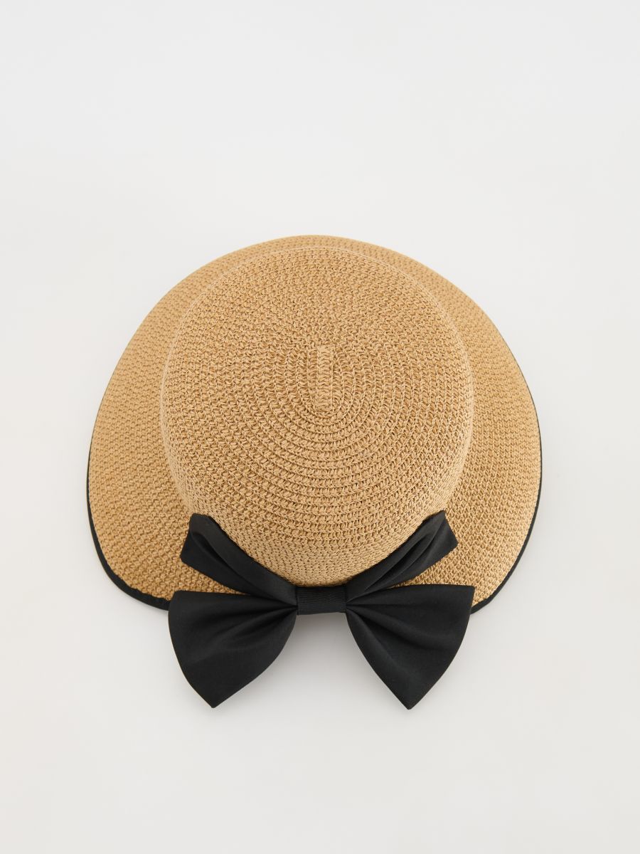 Woven hat with bow - beige - RESERVED - 3