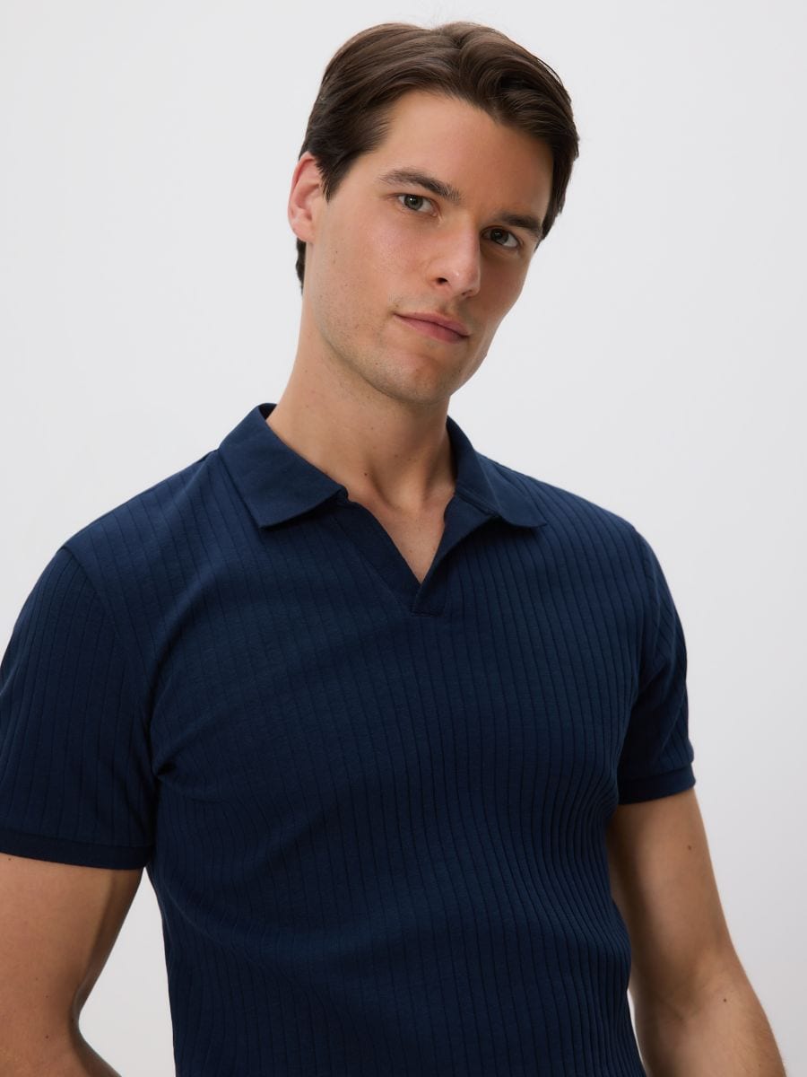 Poloskjorte i slim fit - navyblå - RESERVED