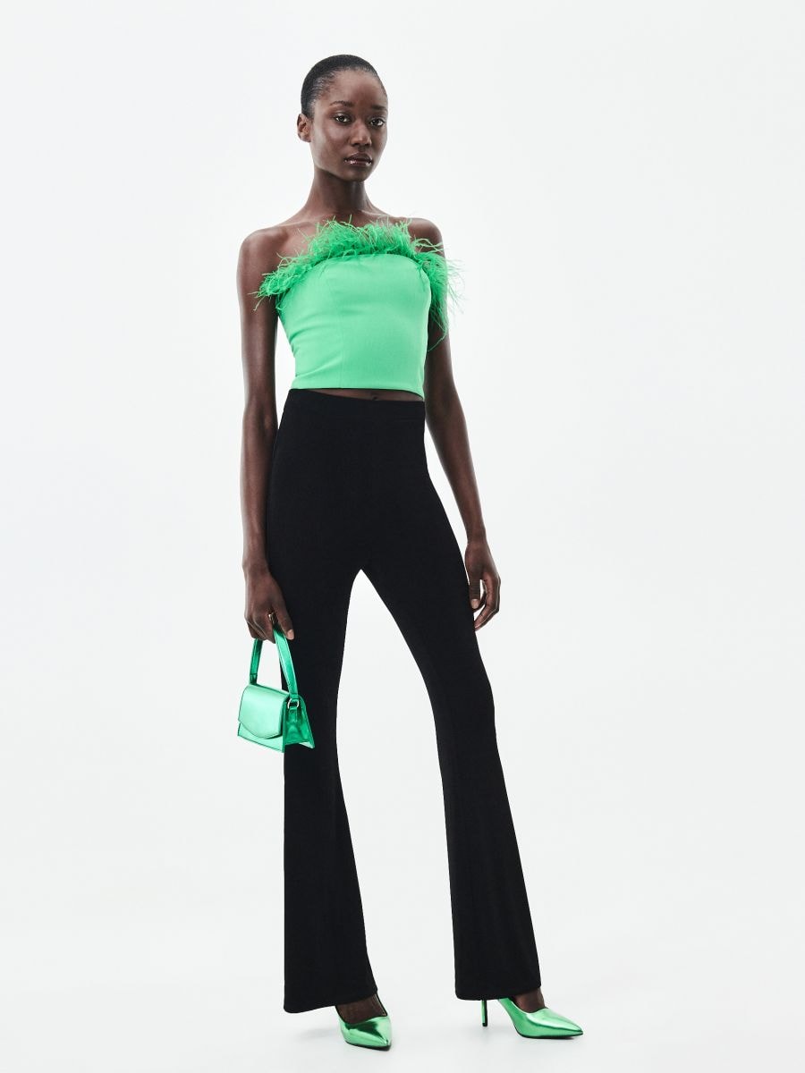 Top with faux feather trim - fresh green - RESERVED - 2