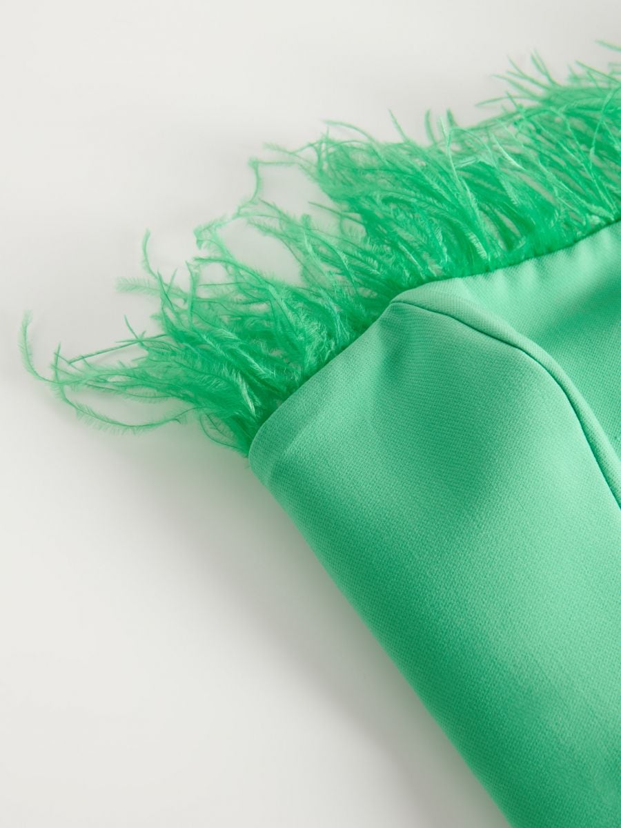 Top with faux feather trim - fresh green - RESERVED - 5