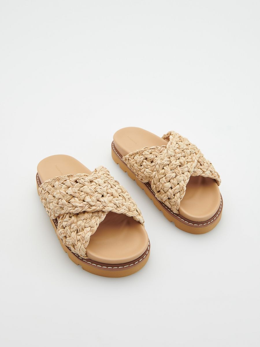 Sliders with jute straps - beige - RESERVED - 3
