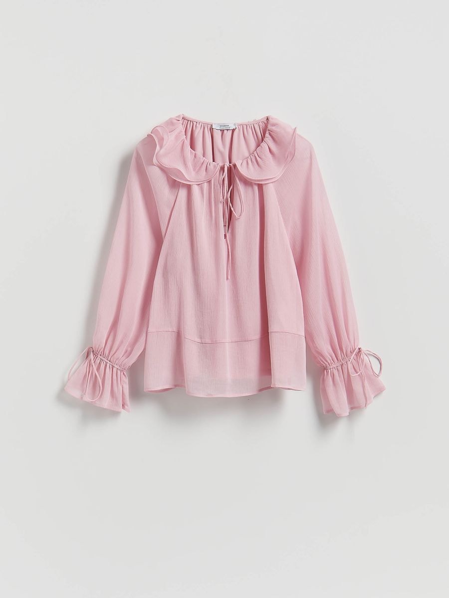 Blouse with decorative collar - pink - RESERVED