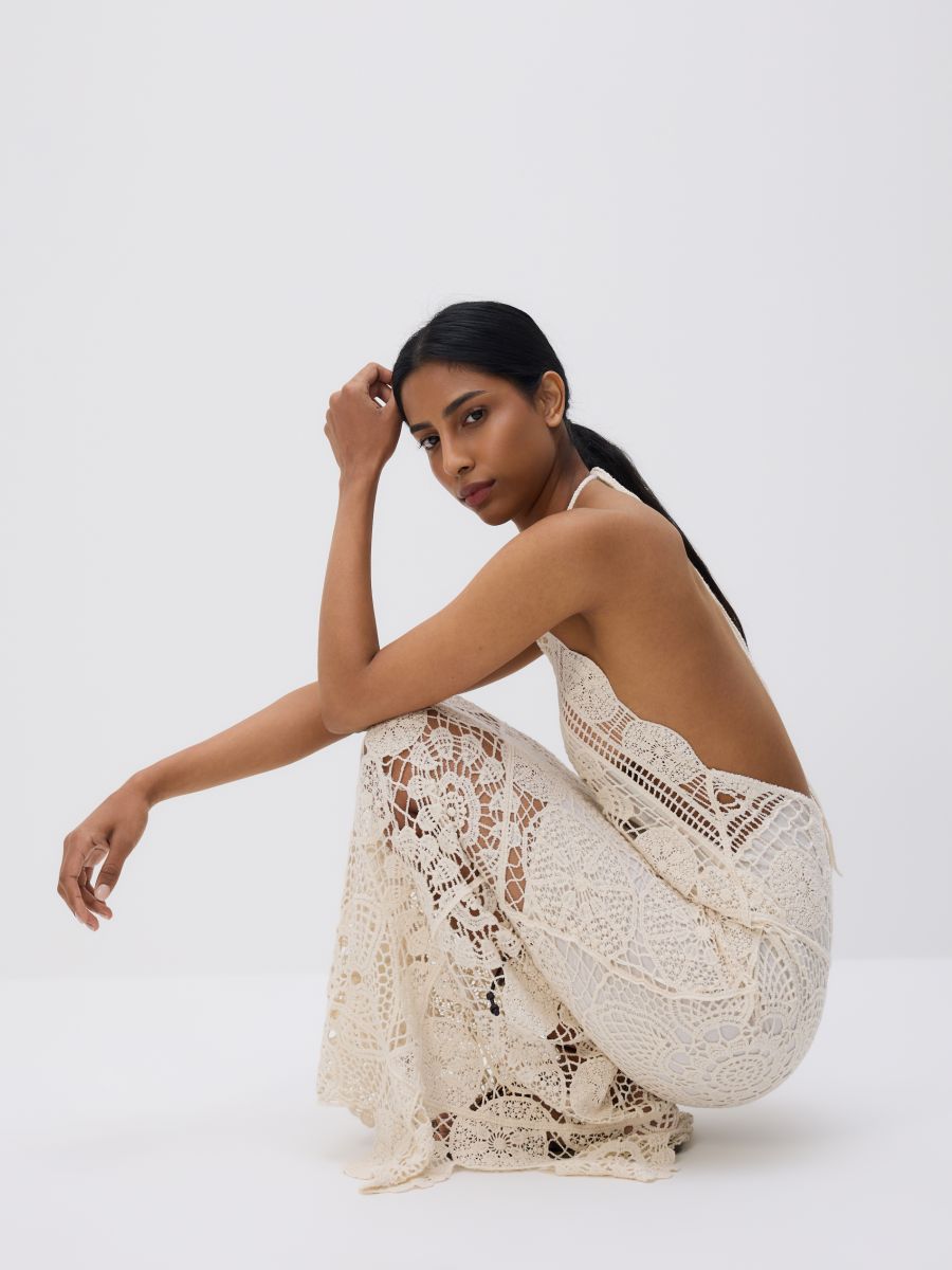 Robe maxi ajourée - crème - RESERVED - 2
