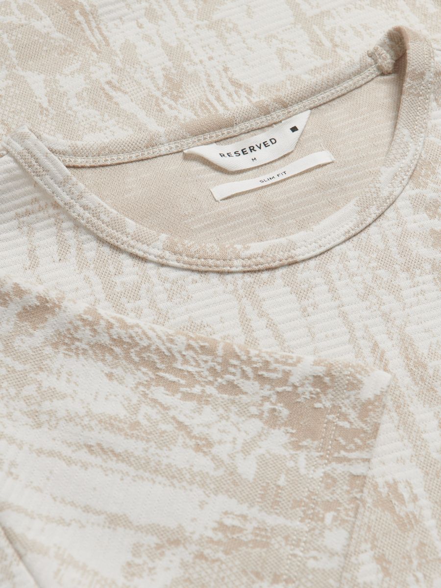 Slim fit top with viscose blend - cream - RESERVED - 2