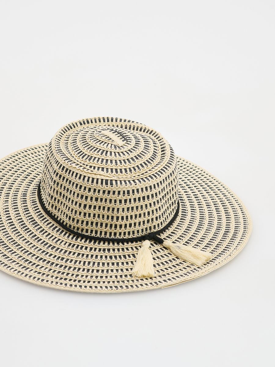 Straw hat with tassels - nude - RESERVED - 2