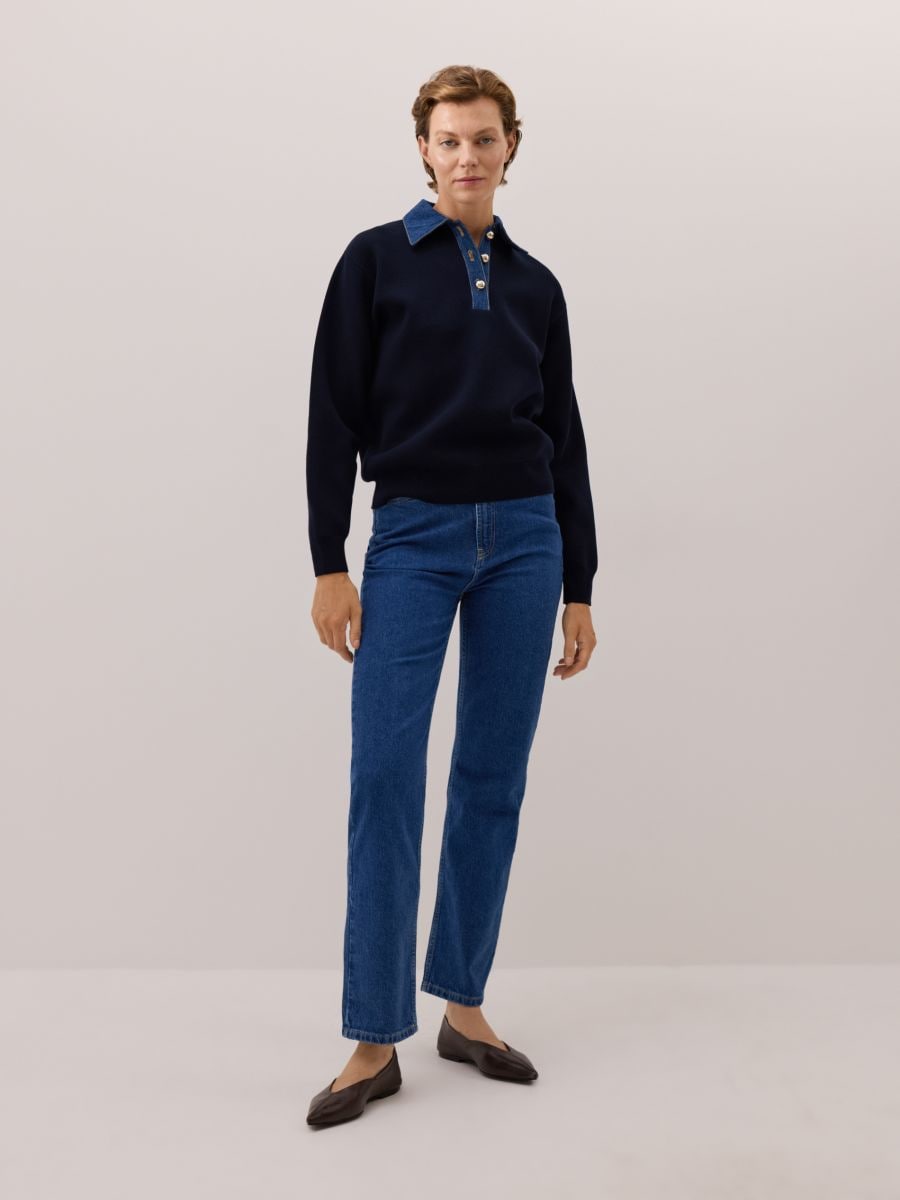 Jumper with collar - navy - RESERVED
