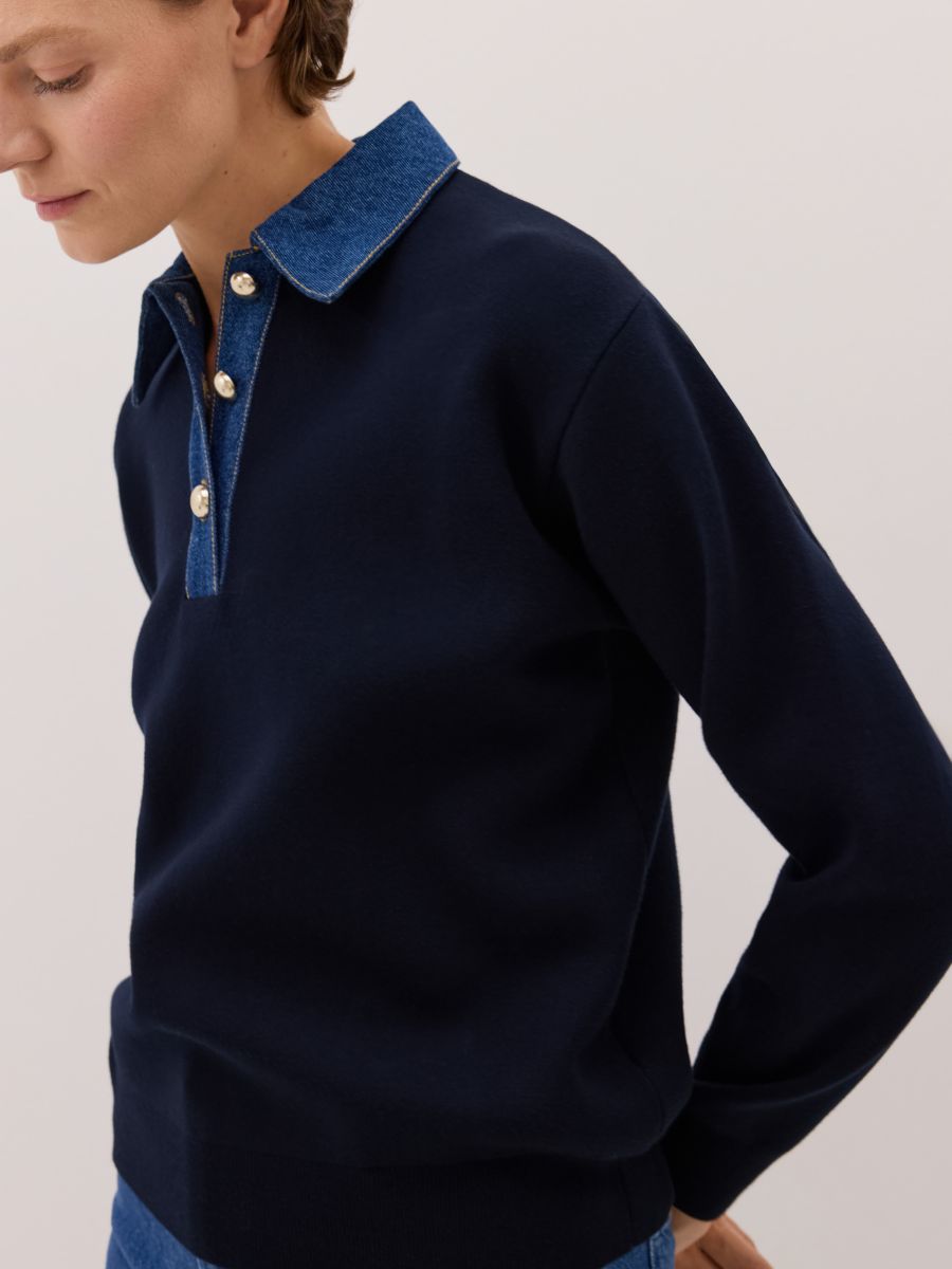 Jumper with collar - navy - RESERVED