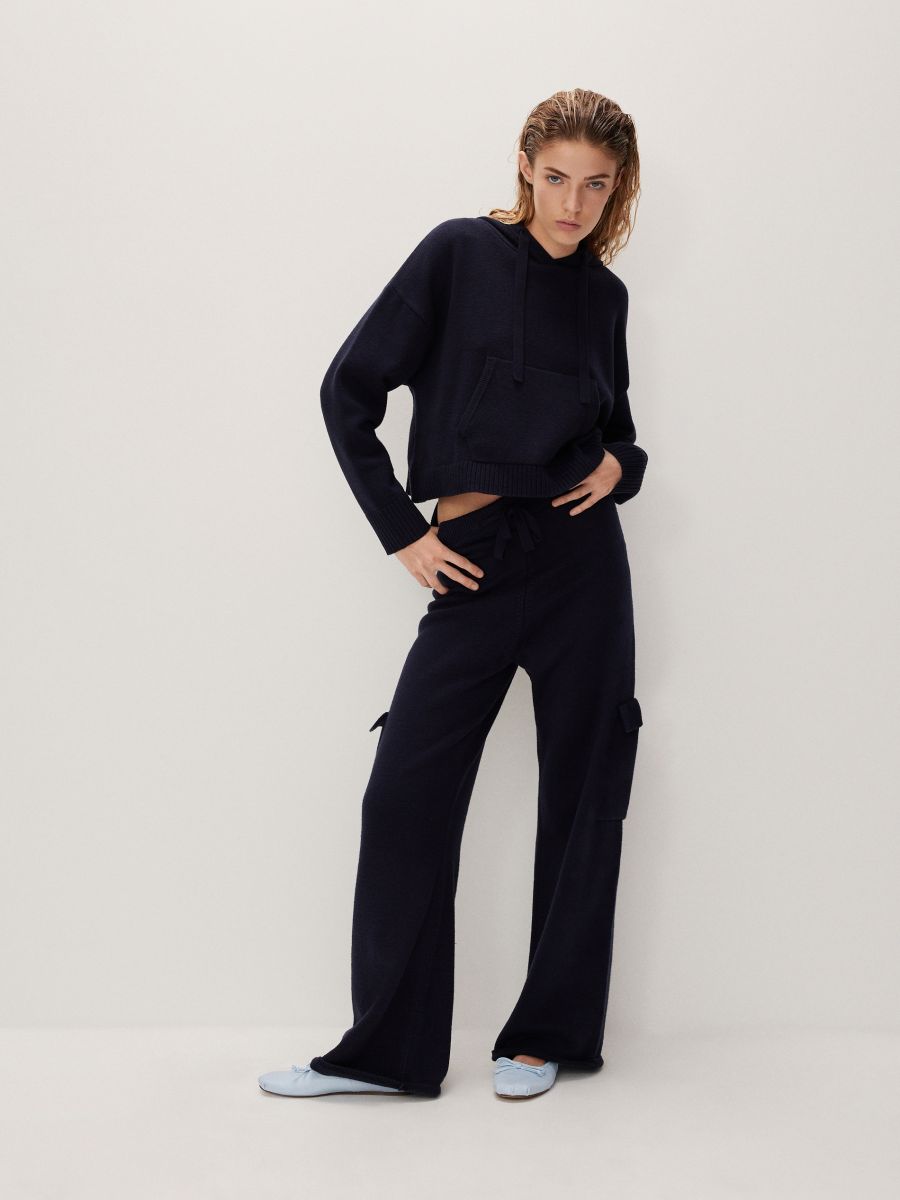 LADIES` TROUSERS - blu scuro - RESERVED