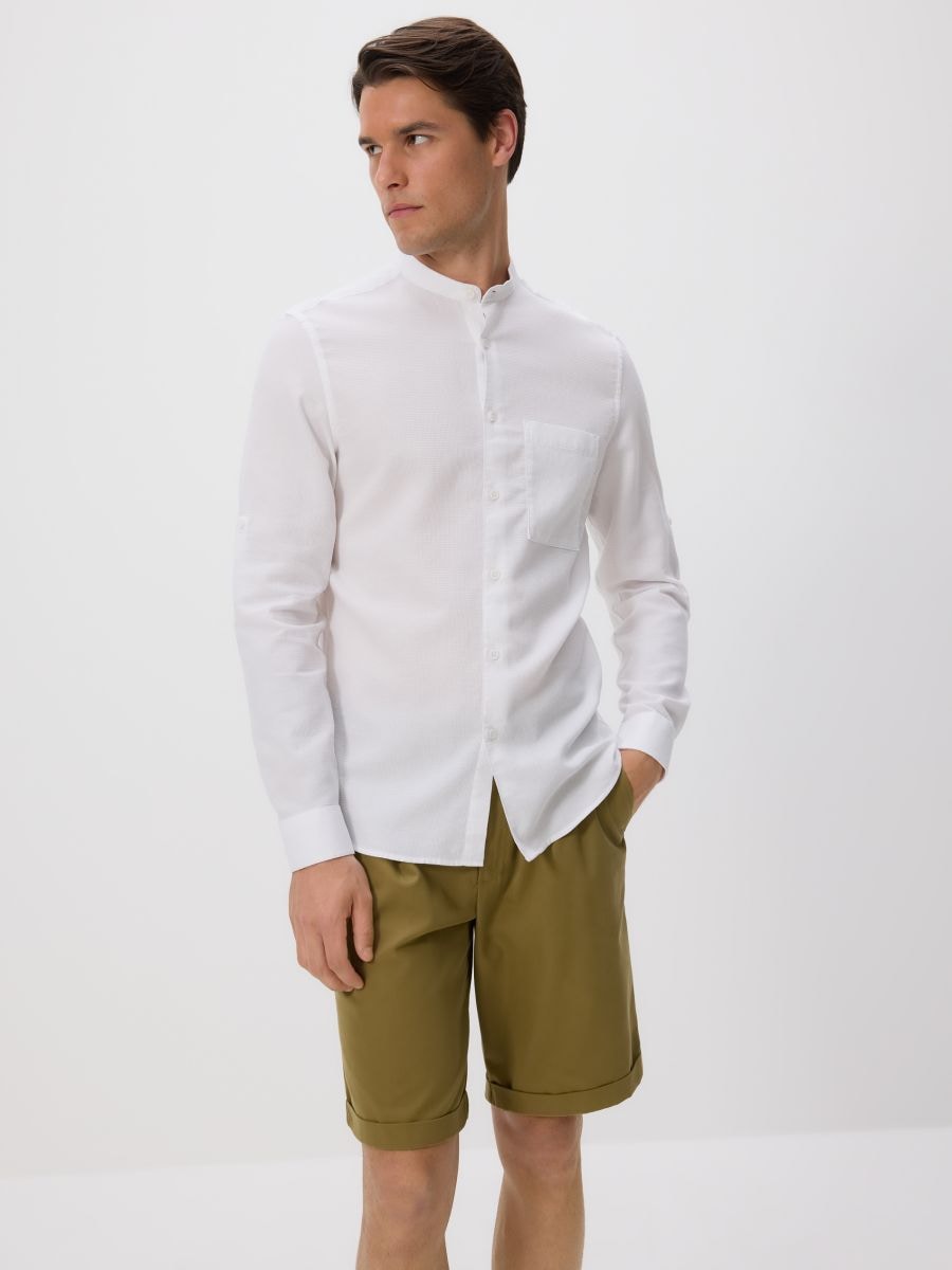 Slim fit ing álló gallérral - fehér - RESERVED