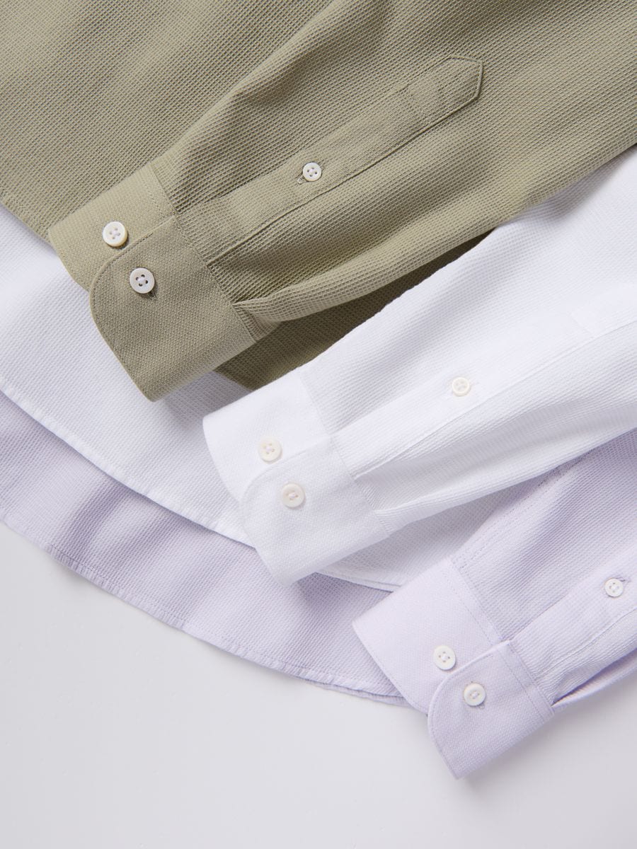 Koszula slim fit ze stójką - oliwkowy - RESERVED - 7