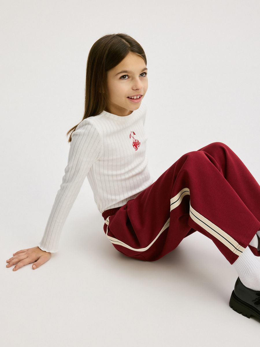 Sweatpants with side stripes - maroon - RESERVED - 2