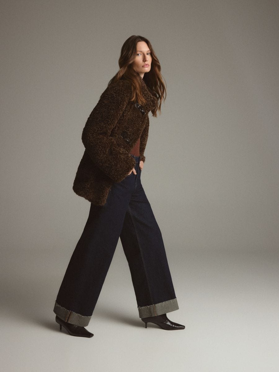 Faux shearling jacket - brown - RESERVED