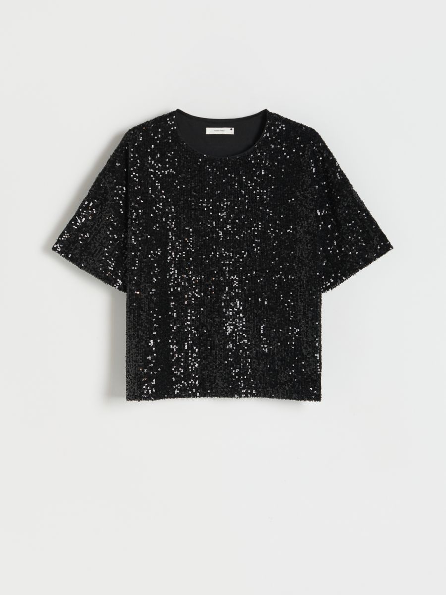 Sequin T-shirt - black - RESERVED - 4
