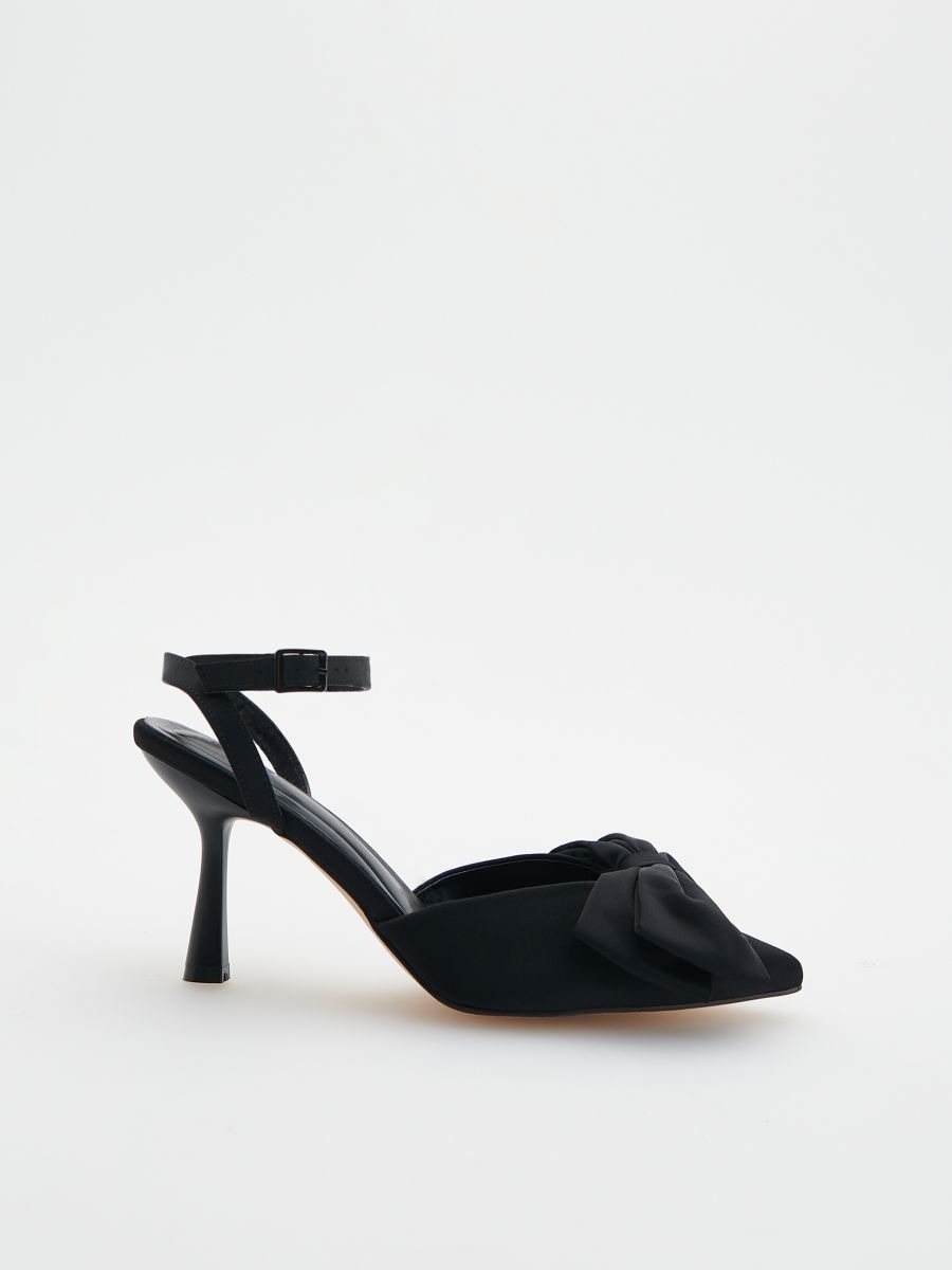 High Heel Sandal - Black Color High Heel For Women | Black Platform heels  with Golden Styling on Strap