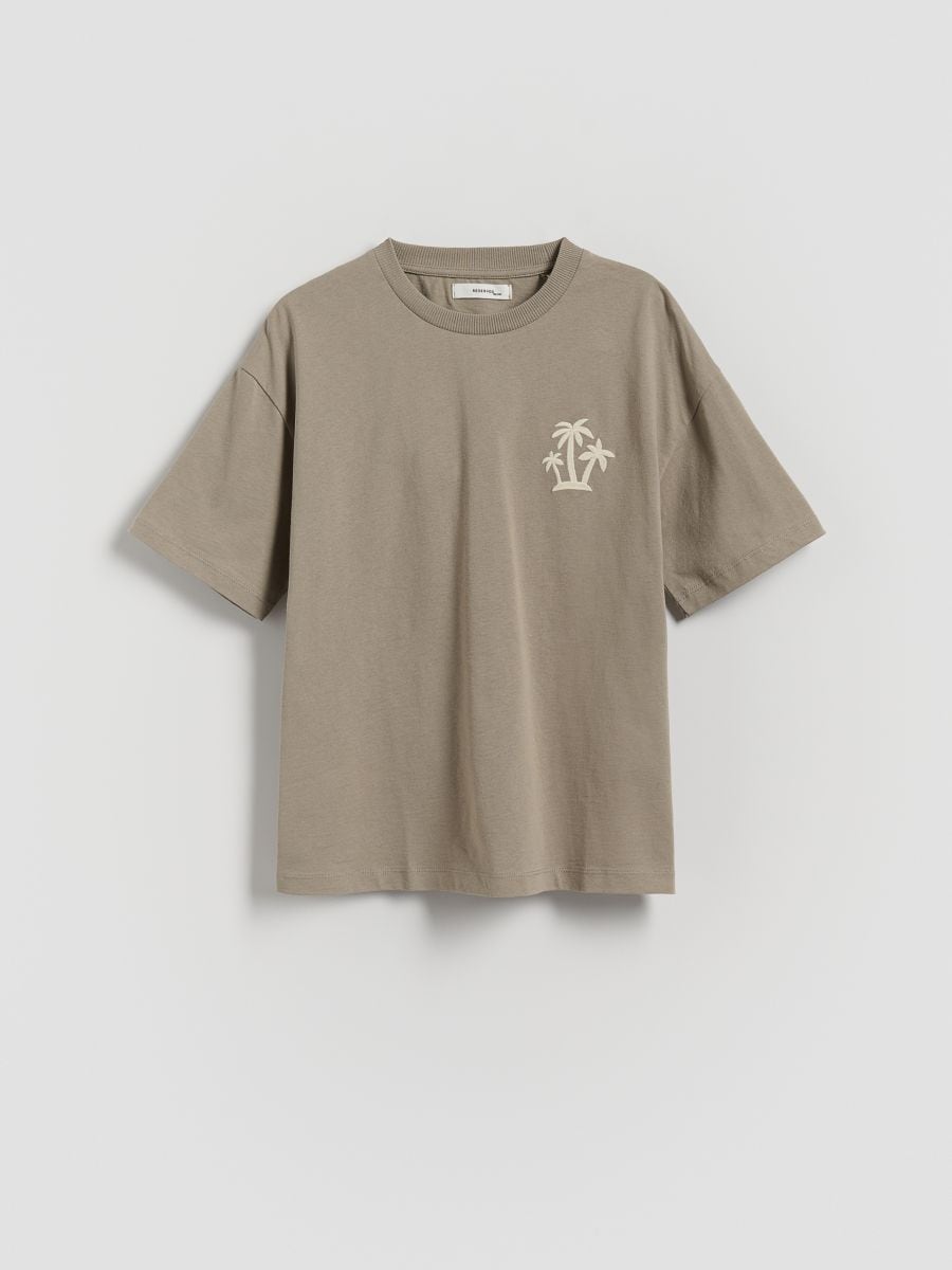 Baumwoll-T-Shirt mit Print - beige - RESERVED
