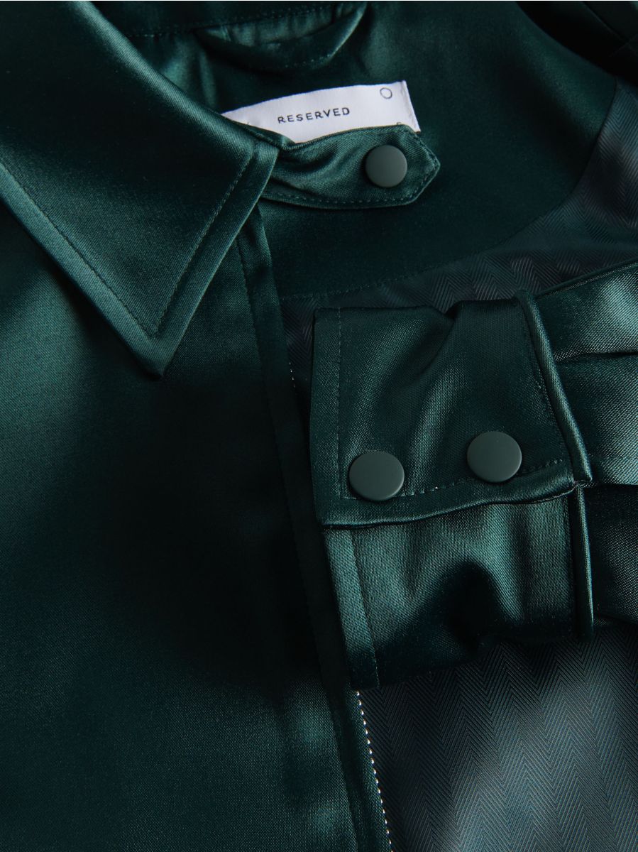 Satin fabric bomber jacket - dark green - RESERVED - 6
