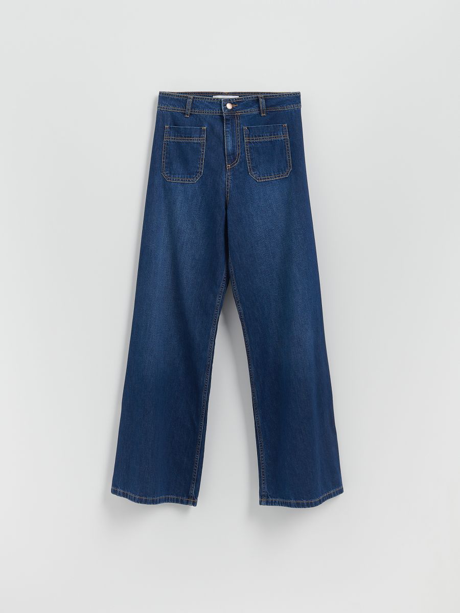 Wide-leg jeans with patch pockets - blue jeans - RESERVED
