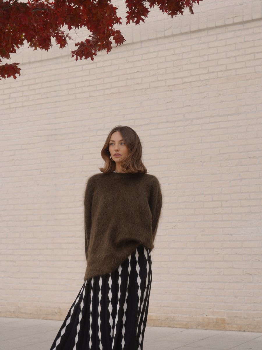 Mohair blend jumper - olive - RESERVED