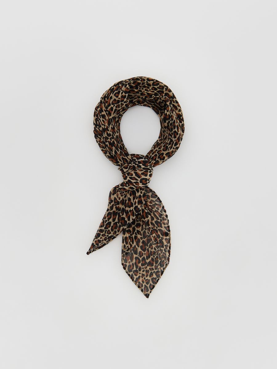 Pleated scarf - brown - RESERVED