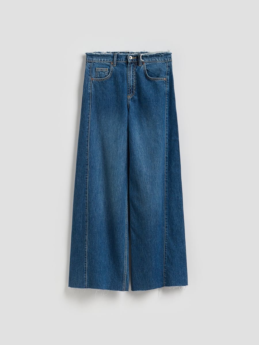 Hullede wide leg jeans - blå jeans - RESERVED