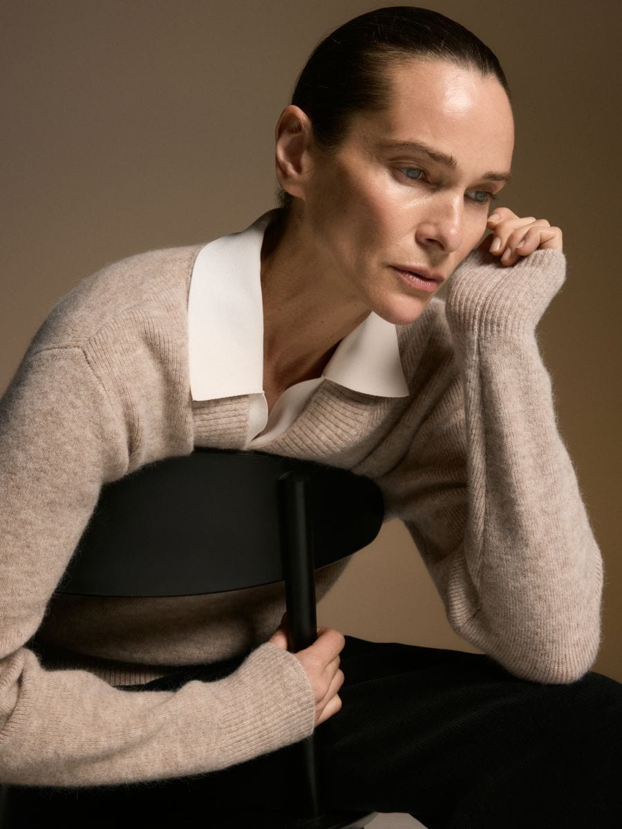 Pulover iz mešanice volne - beige - RESERVED