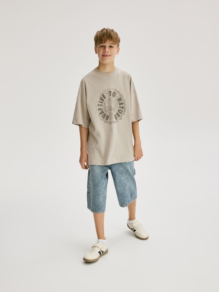 Cotton T-shirt - beige - RESERVED - 2
