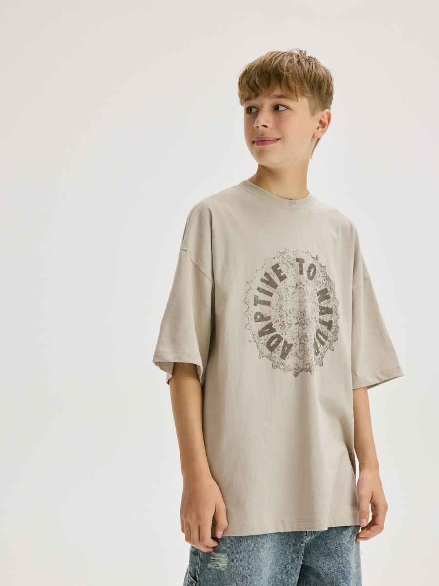Cotton T-shirt - beige - RESERVED - 4