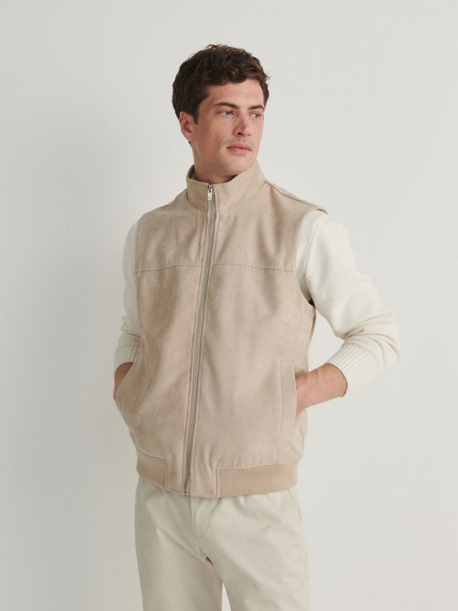 Vest with stand up collar - cream - RESERVED - 3