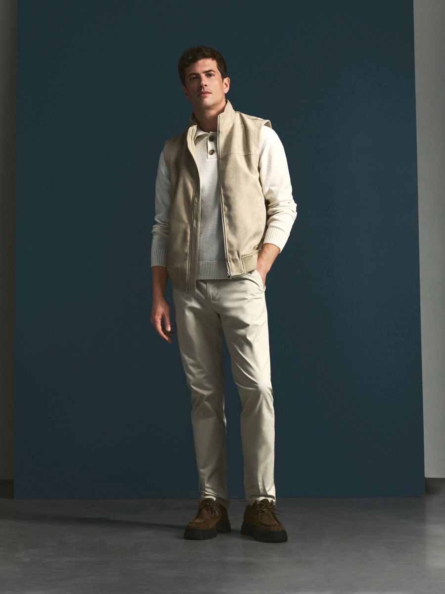 Vest with stand up collar - cream - RESERVED - 2