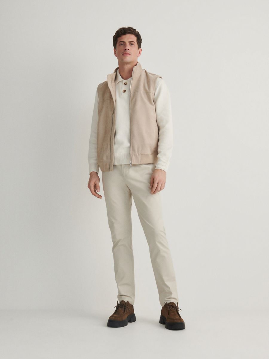 Vest with stand up collar - cream - RESERVED - 4