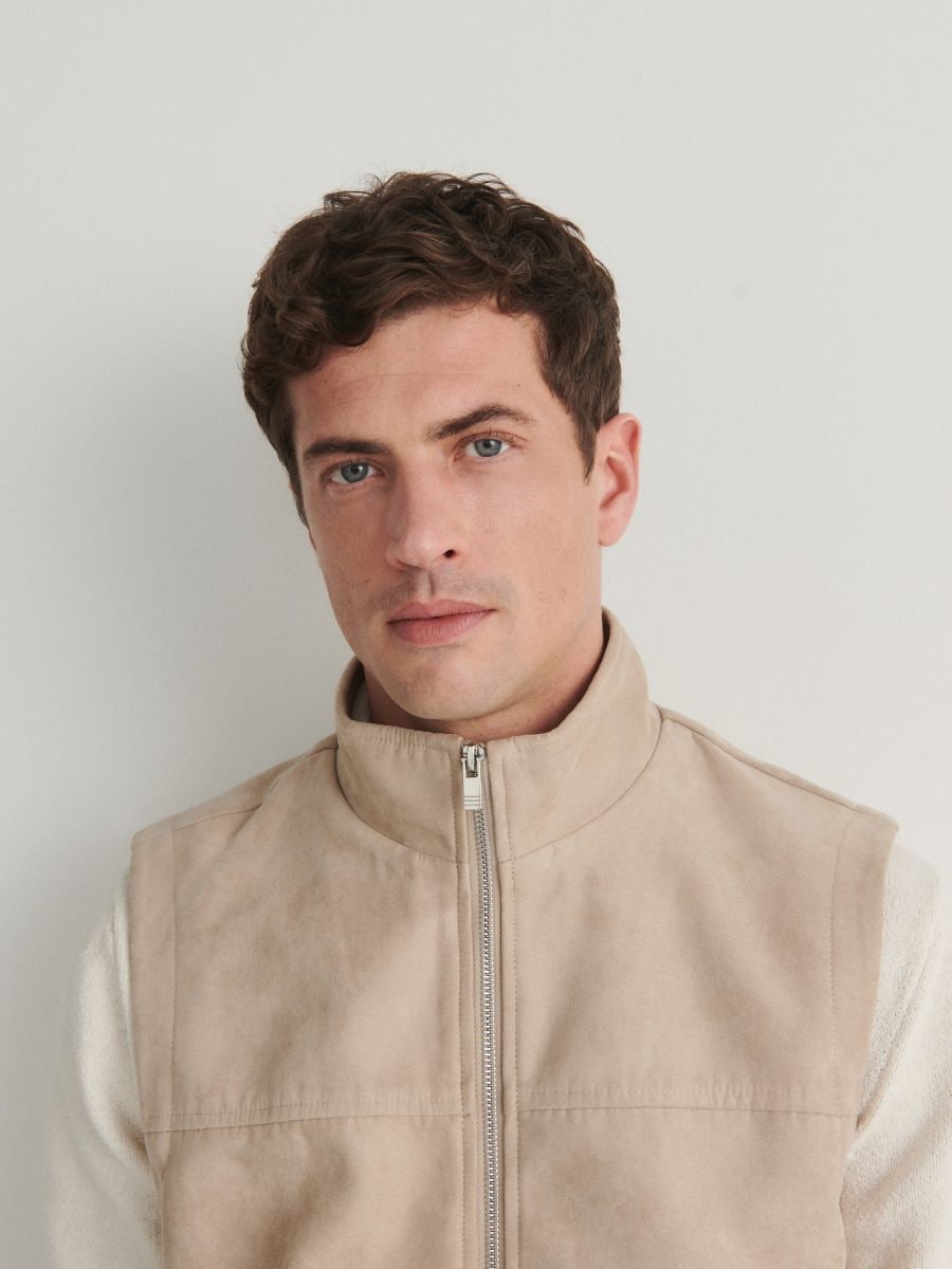 Vest with stand up collar - cream - RESERVED - 5