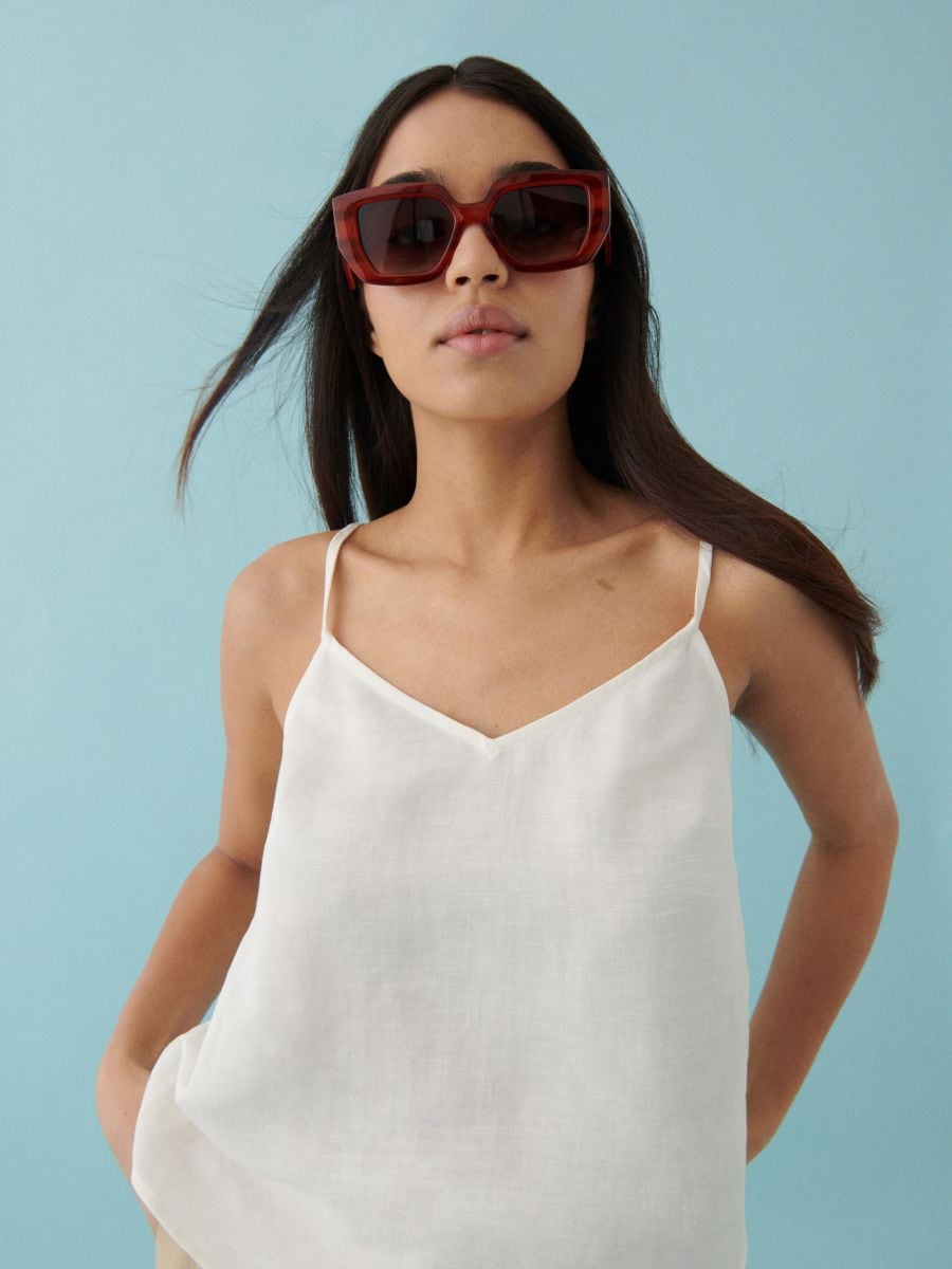 Linen blend top - white - RESERVED - 3