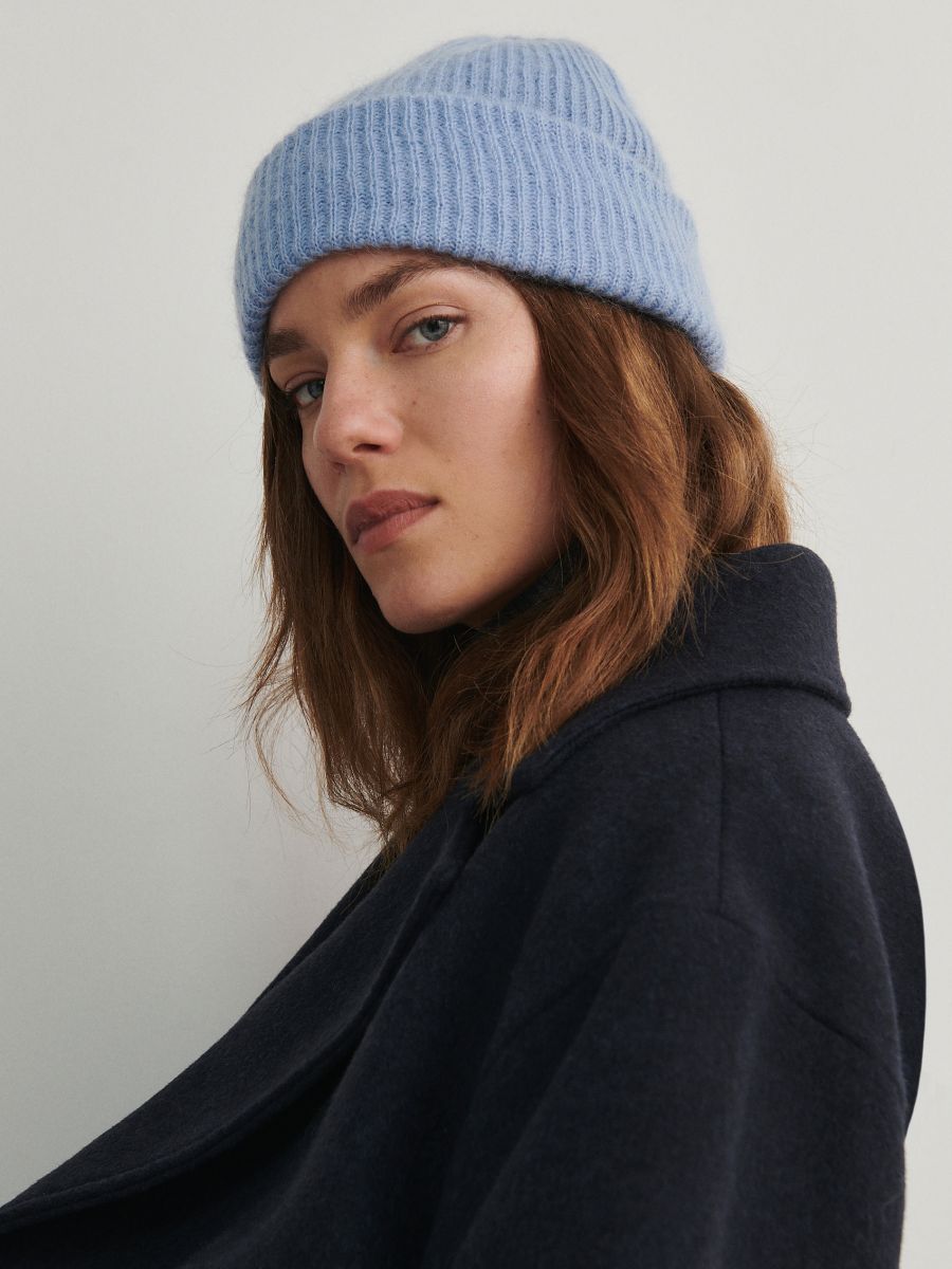 Căciulă beanie cu adaos de lână - albastru-deschis - RESERVED