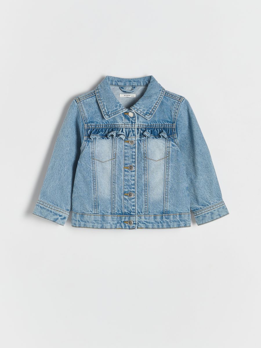 Denim jacket with ruffle - blue - RESERVED - 4