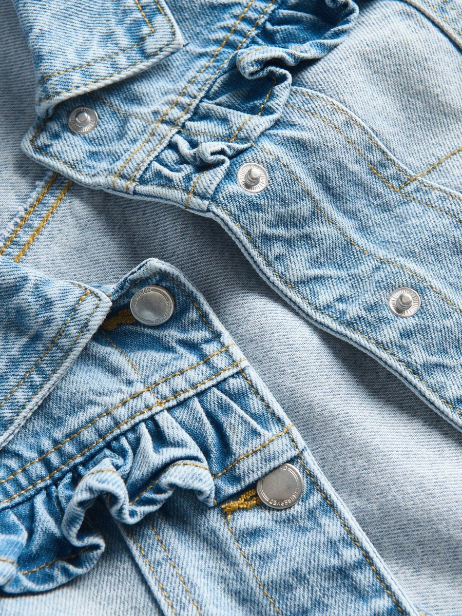 Denim jacket with ruffle - blue - RESERVED - 5