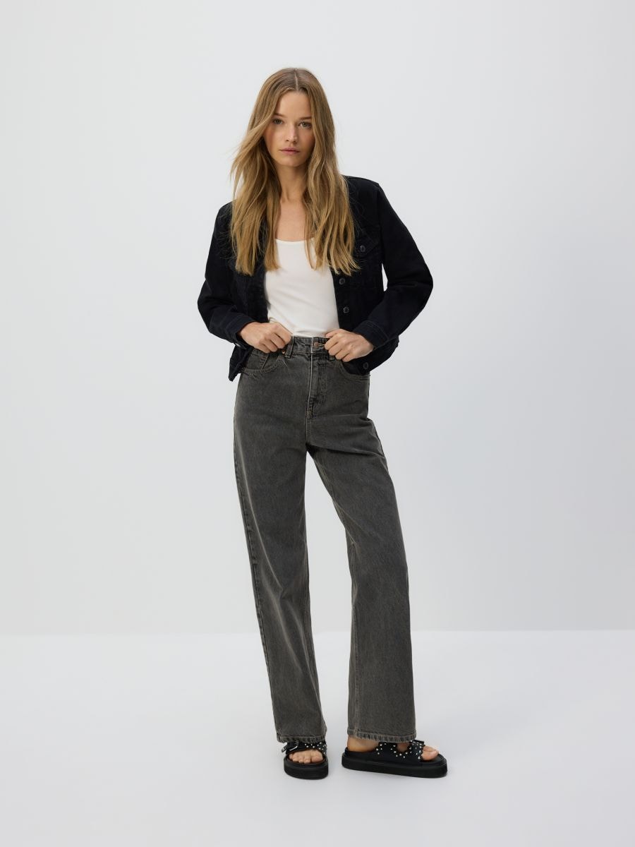 Jeansy wide leg Kolor szary - RESERVED - 769FZ-90J