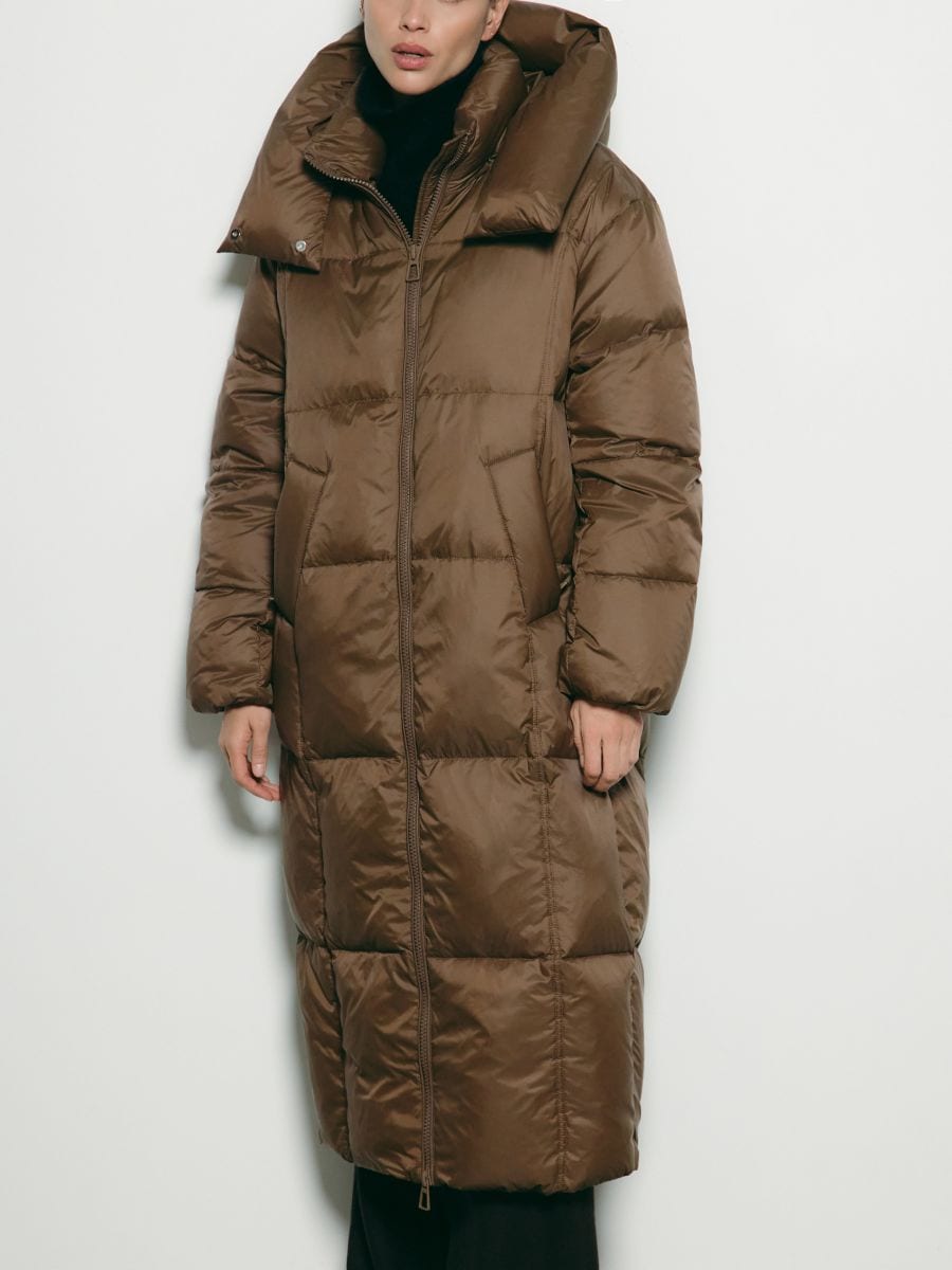 Pufna jakna s kapuljačom - braon - RESERVED