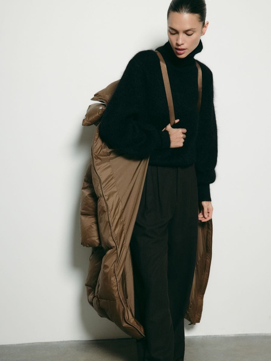 Puf jakna s kapuljačom - smeđe - RESERVED