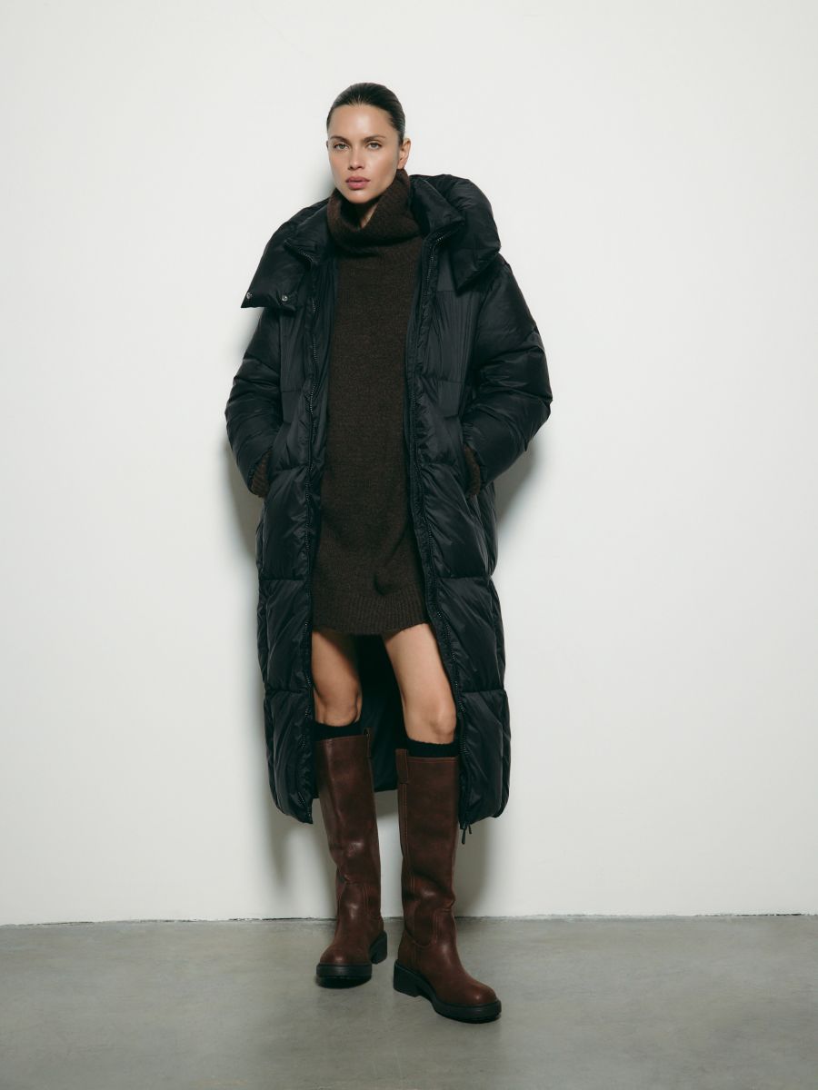 Pufna jakna s kapuljačom - crno - RESERVED