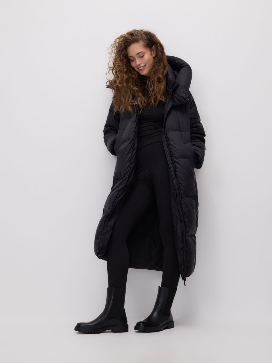 Pufna jakna s kapuljačom - crno - RESERVED