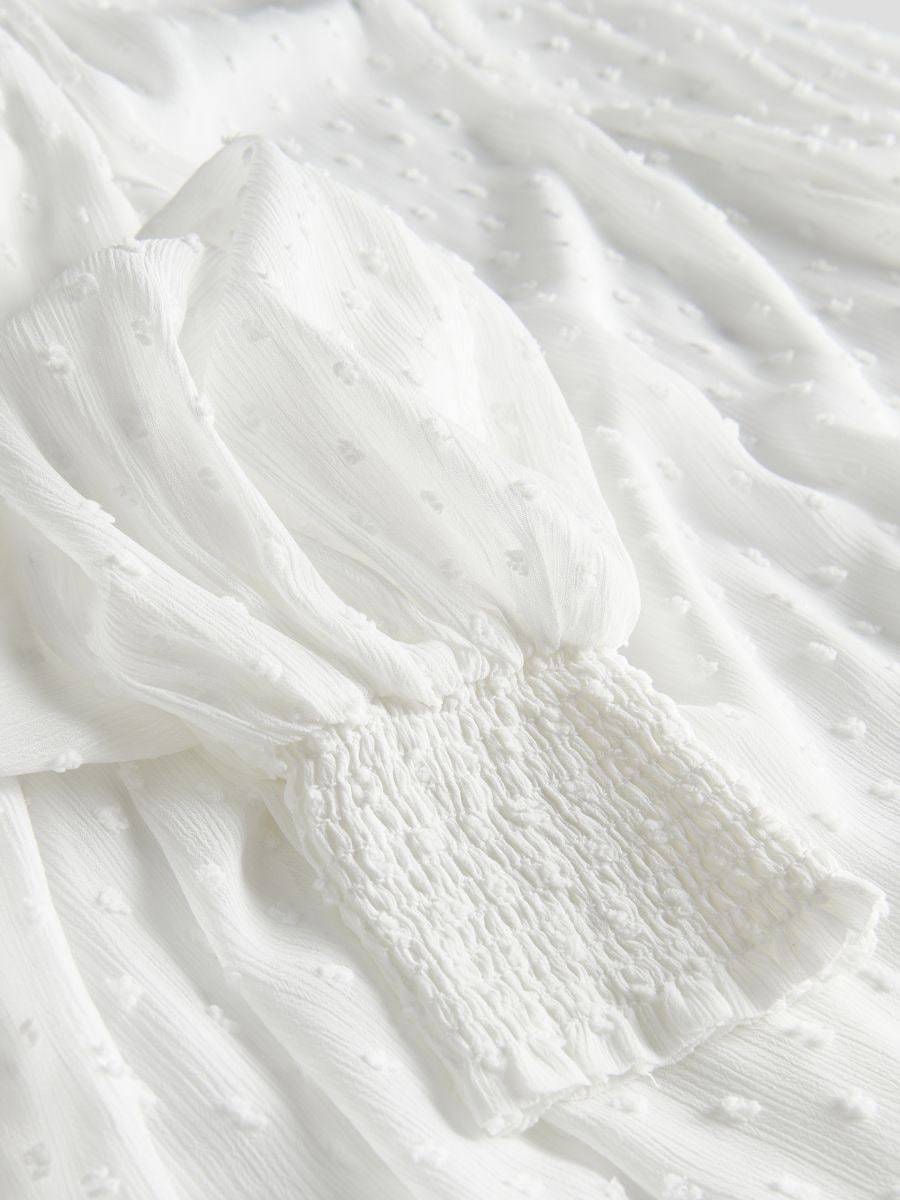Bluse i chiffonstof - creme - RESERVED - 5