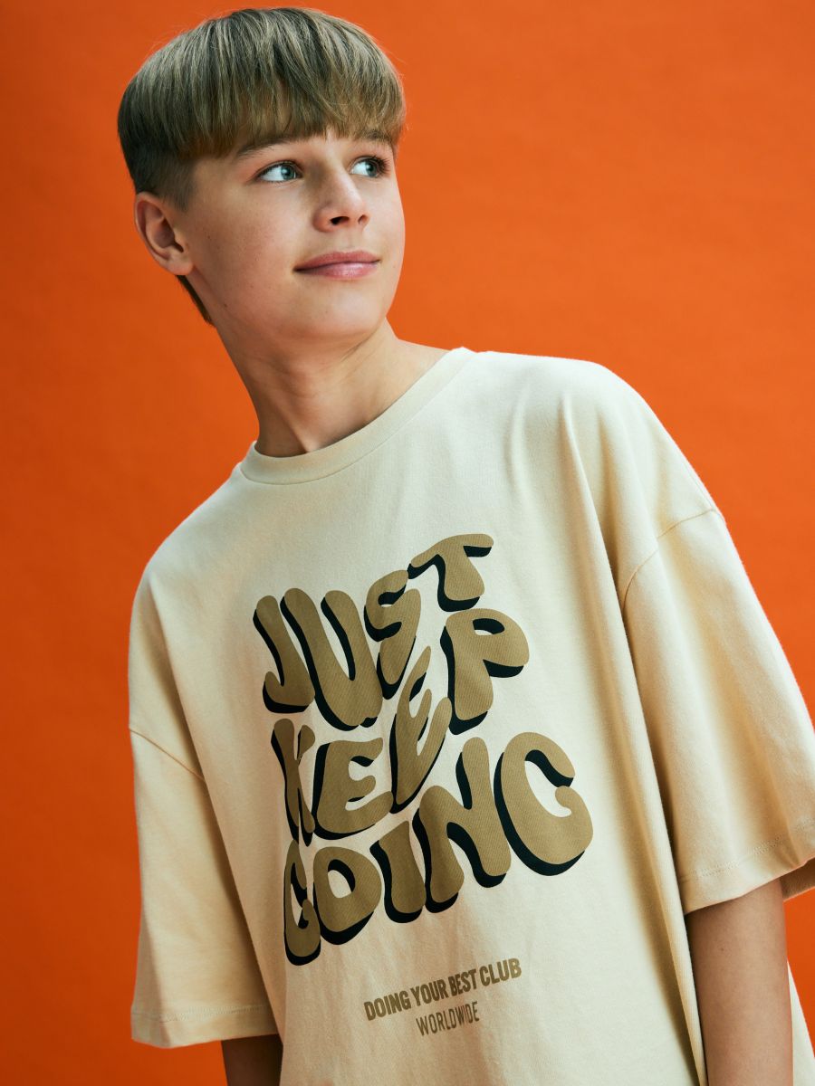 T-shirt med tryck - BEIGE - RESERVED