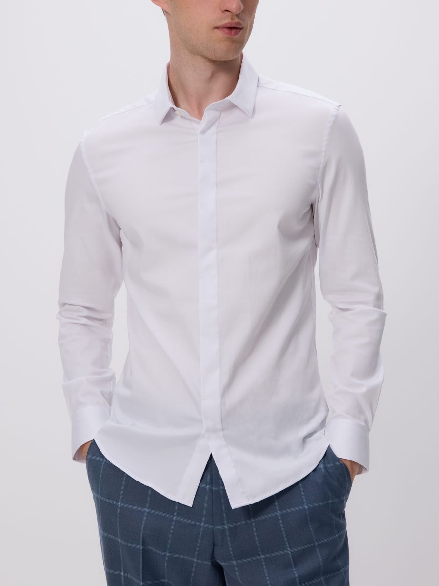 Hladká košeľa super slim fit - biela - RESERVED