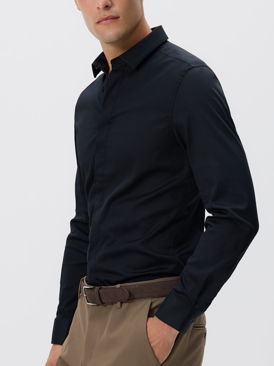 Super slim fit egyszínű ing - fekete - RESERVED