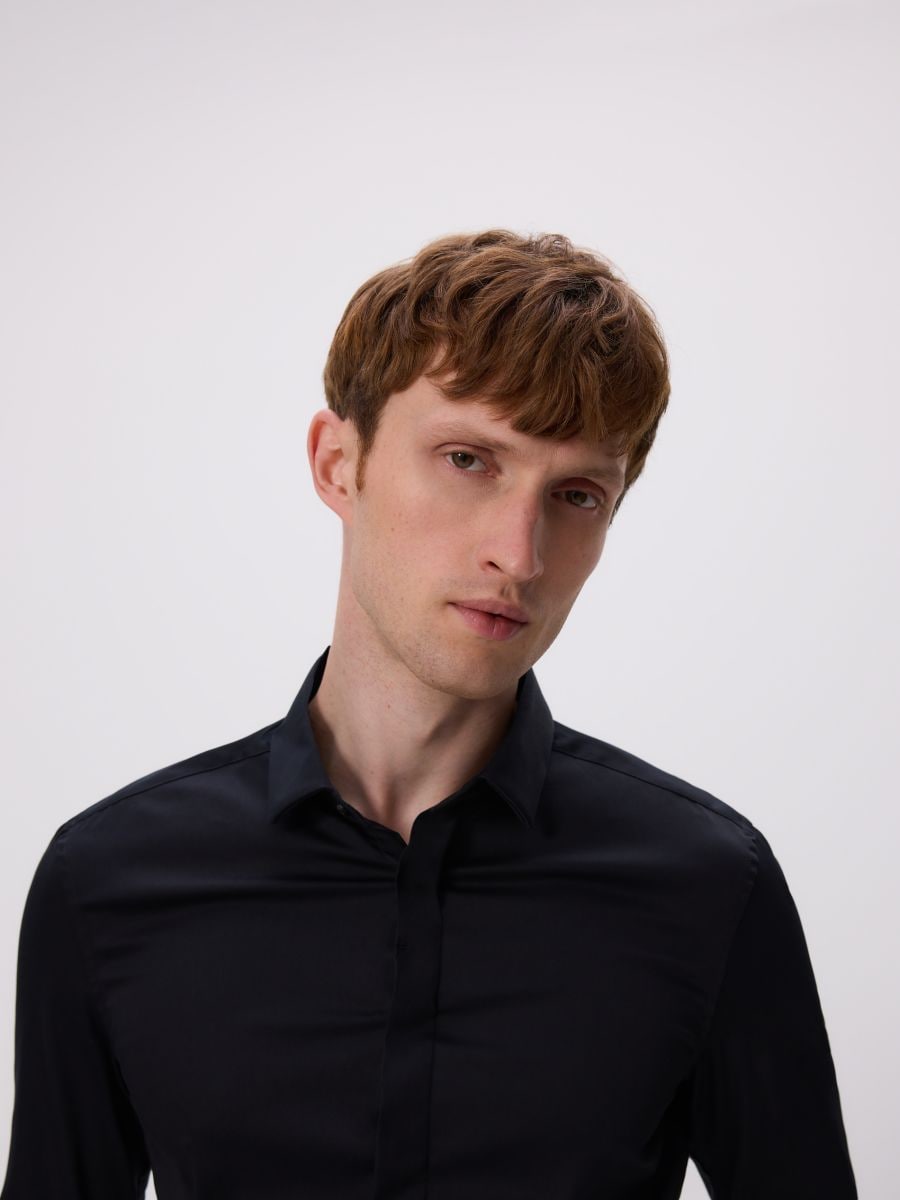 Super slim fit plain shirt - black - RESERVED