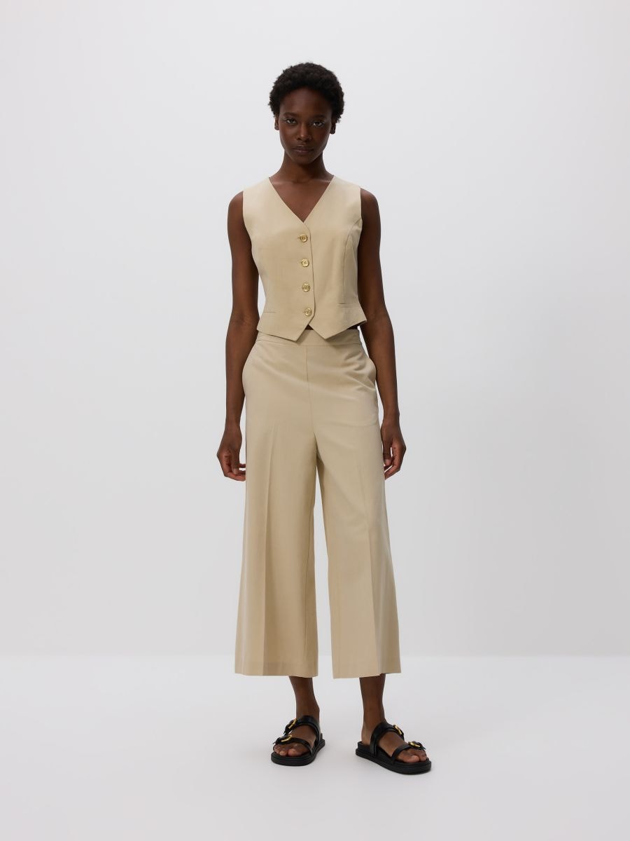Viscose blend vest - beige - RESERVED - 4